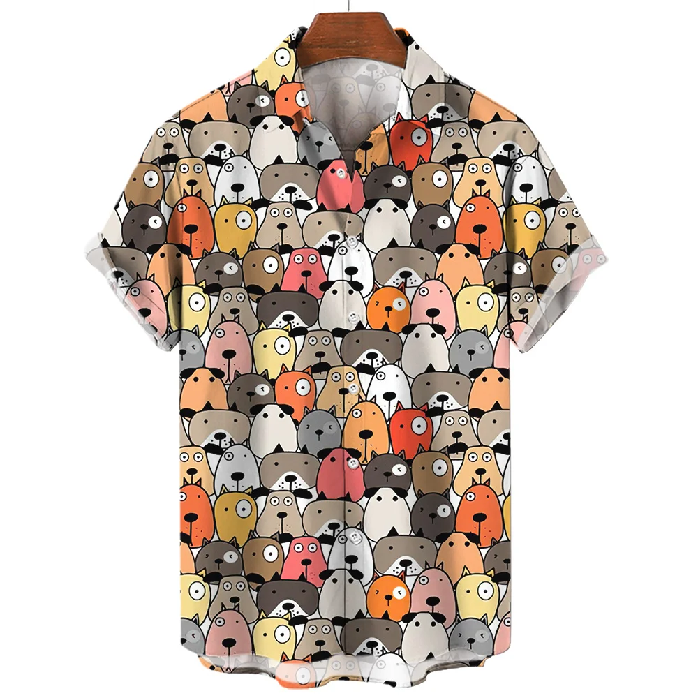 thumbnail image 1 of Camisetas de solapa con dibujos animados de gato para mujer, estilo callejero Y2k, con estampado 3D, manga corta y botón, ropa para mujer, camiseta superior, 1 of 5