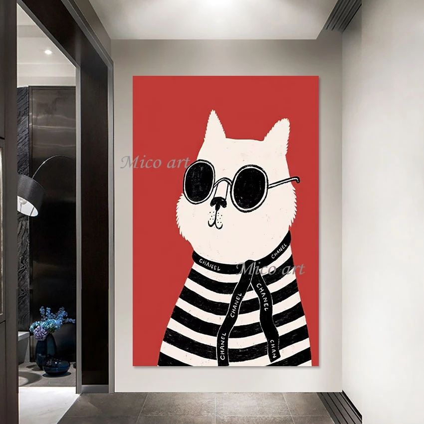 

Abstract Picture Decor Home Piece Fashion Style Cat Cartoon Wall No Framed Canvas Artwork Designer Black And White Art Painting