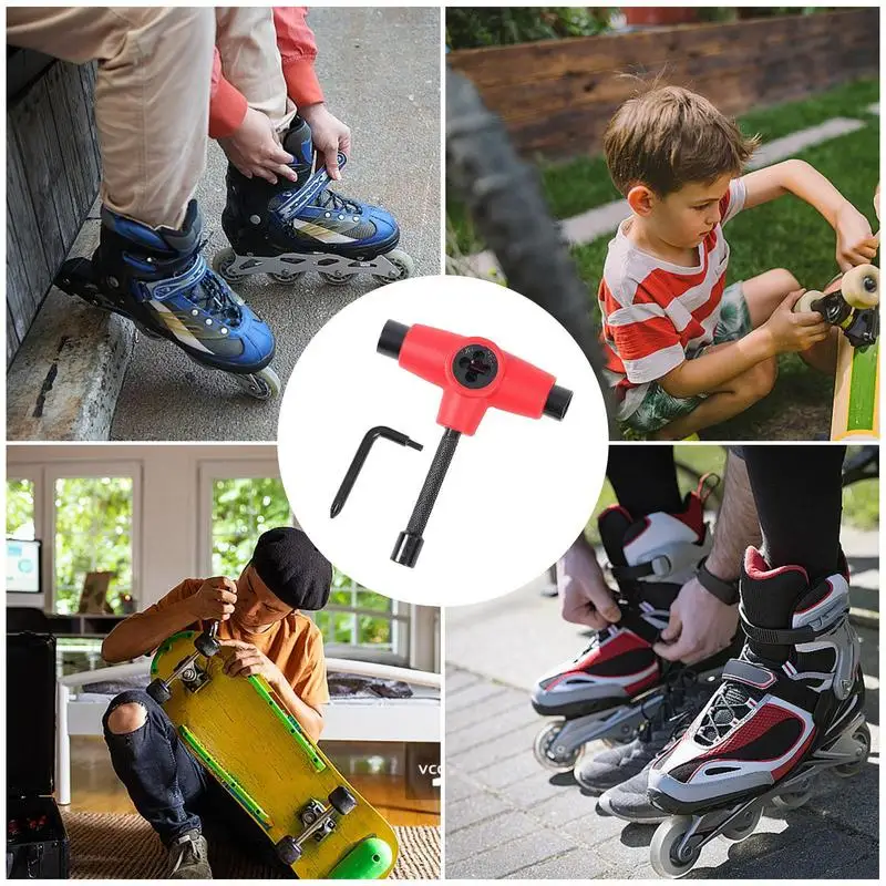 Skateboard T Tool T Shape Skateboard Tool Skateboarding Wrench Repair Roller Skate Wrench For Inline Skates Quad Skates