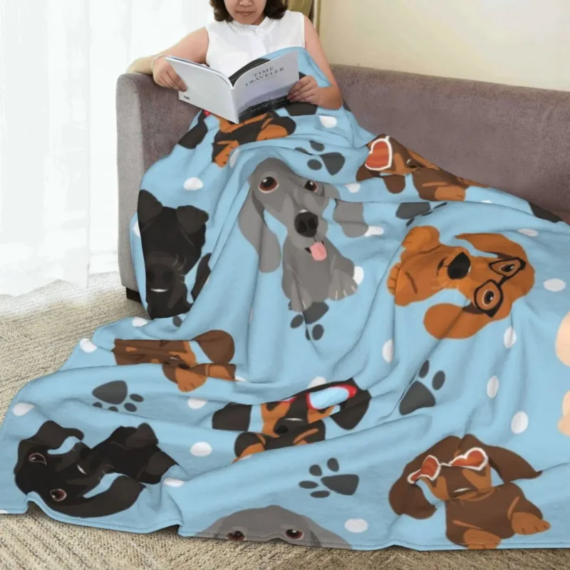 

Фланелевое Одеяло с таксой, забавное супертеплое постельное белье для животных, дивана, кровати, путешествий, покрывало для дивана