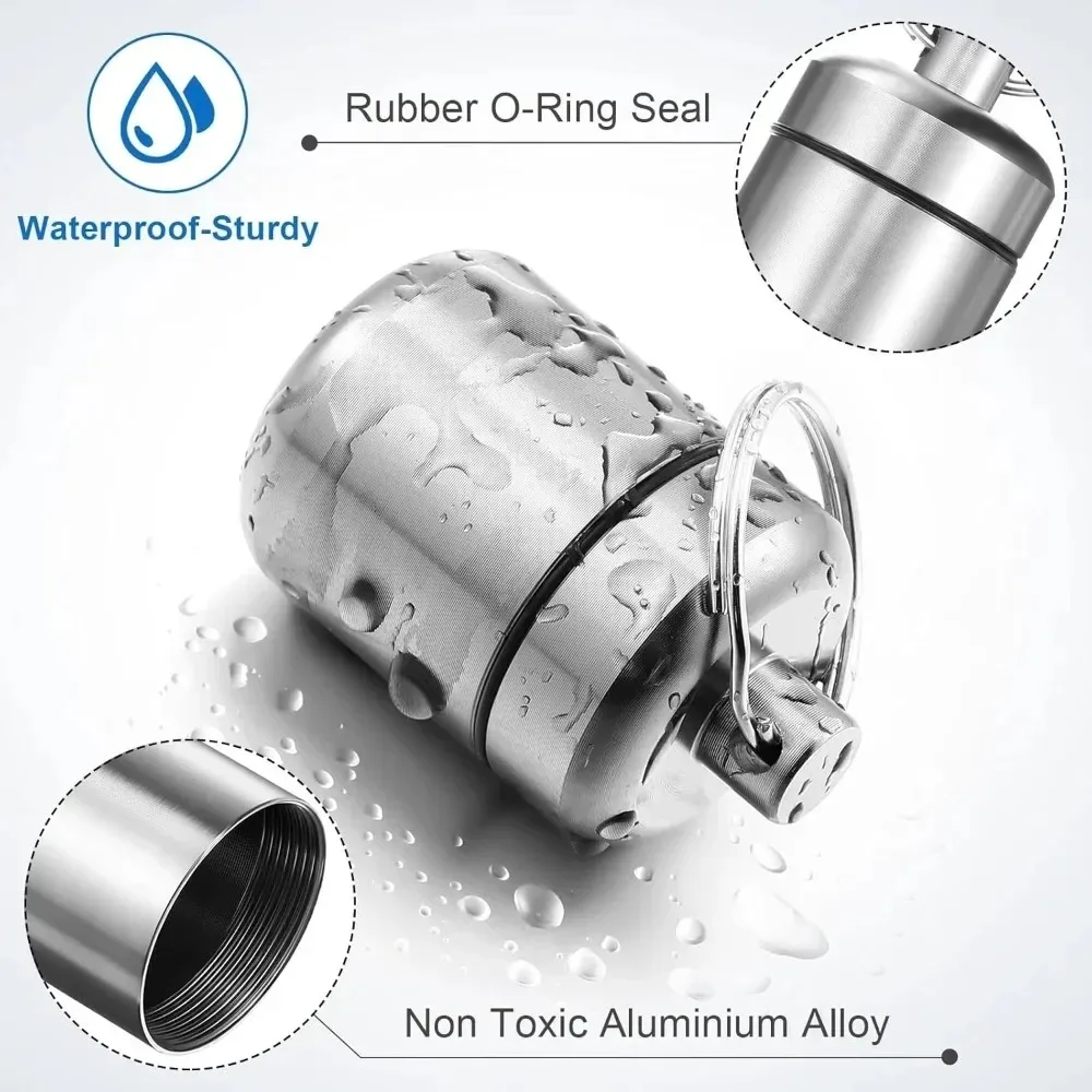 Waterproof Aluminum Pill Box with Sealed Storage and Keychain