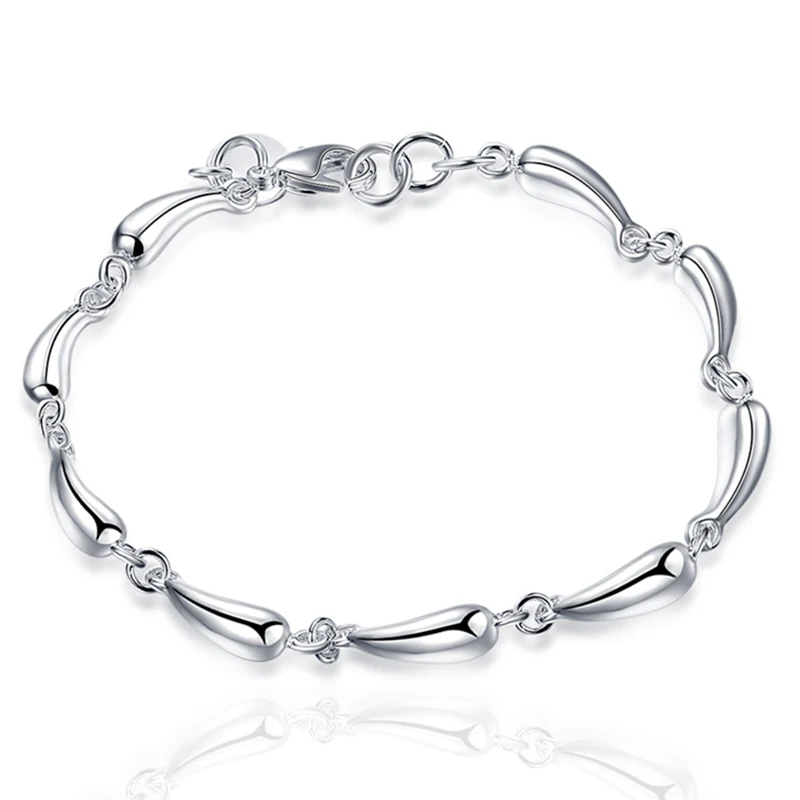 

DOTEFFIL 925 Sterling Silver 24K Gold Water Droplets/Raindrops Bracelet For Women Fashion Charm Wedding Engagement Party Jewelry