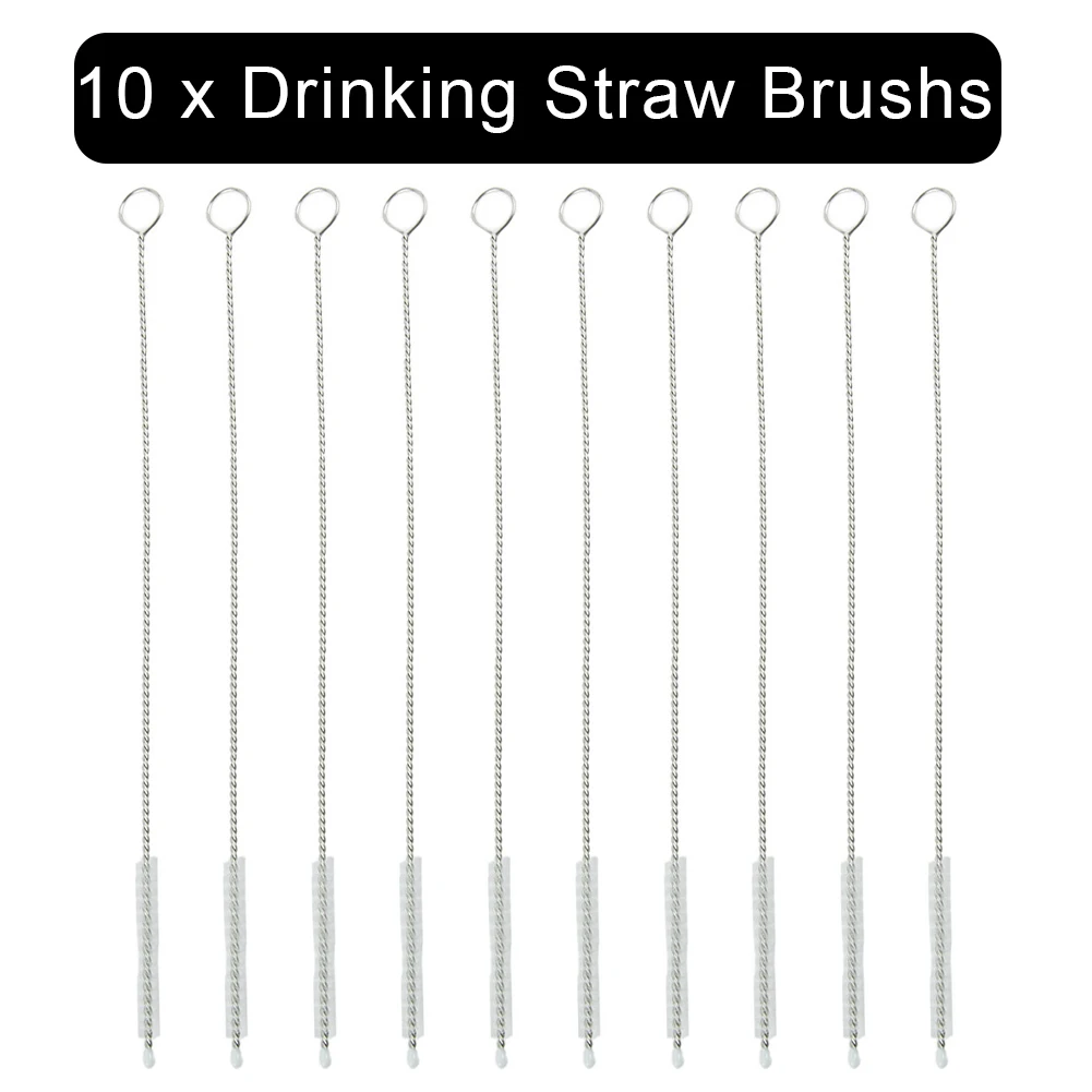 Kitchen Supplies Drinking Straw Brush Cleaner 10pcs 17cm Cleaning Tools Nylon Stainless Steel Kitchen Supplies