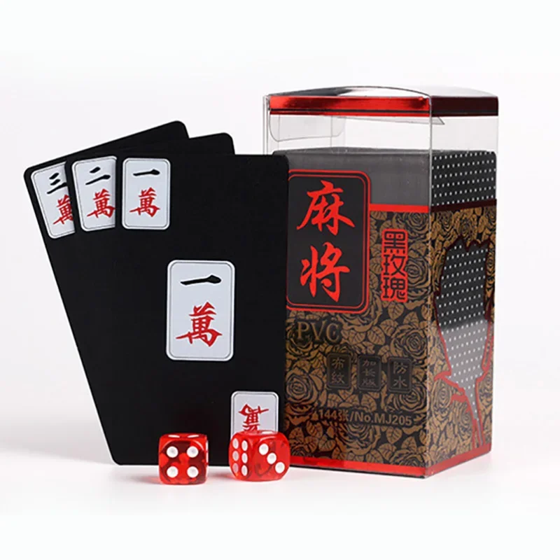 Plastic Playing Cards Black Rose Mahjong Top Quality Waterproof Plastic Playing Cards Gift/Party/Family Game