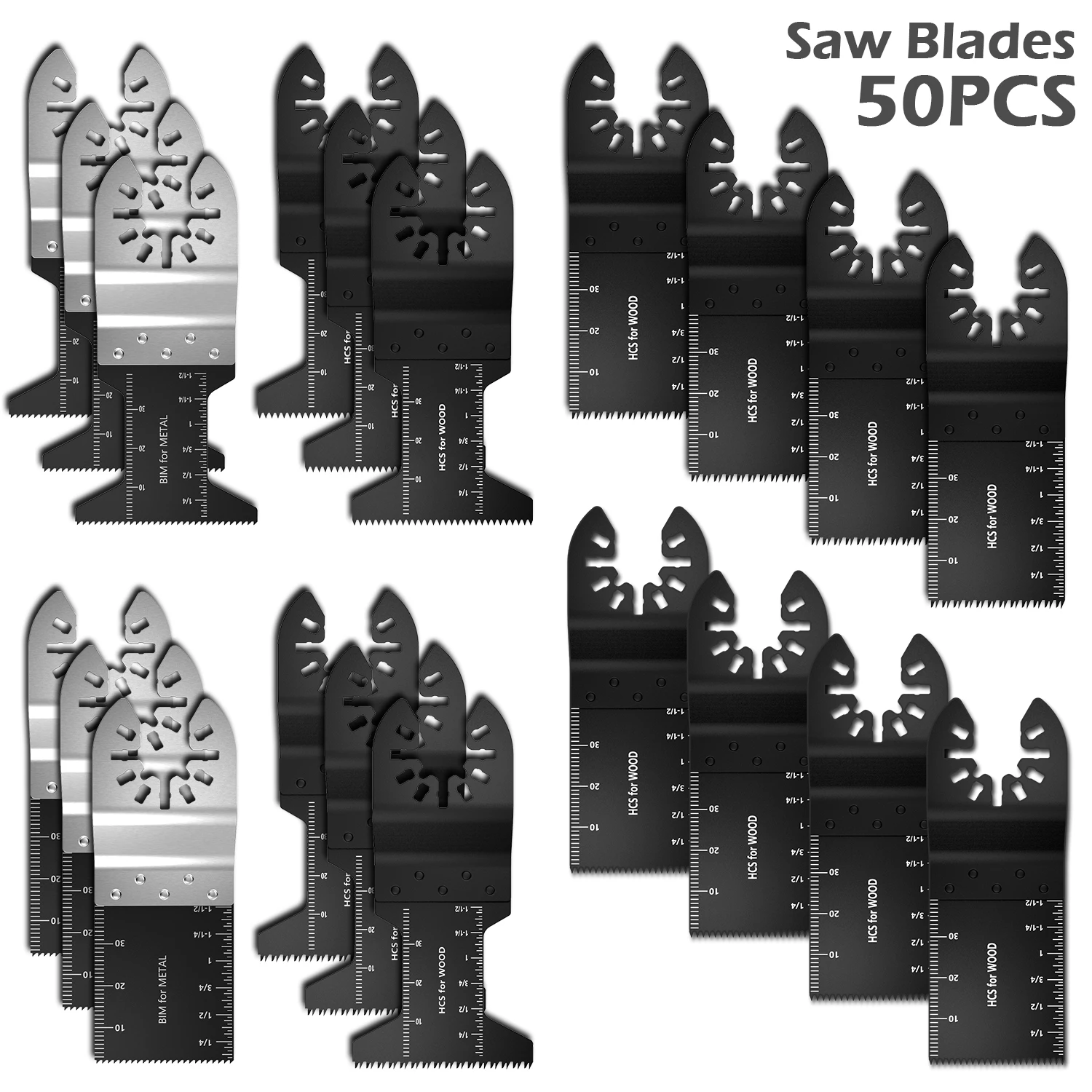 

50Pcs Multitool Blades Sharp Oscillating Saw Blades Quick Release Oscillating Blades High Precision Fast Cutting Saw Blades for