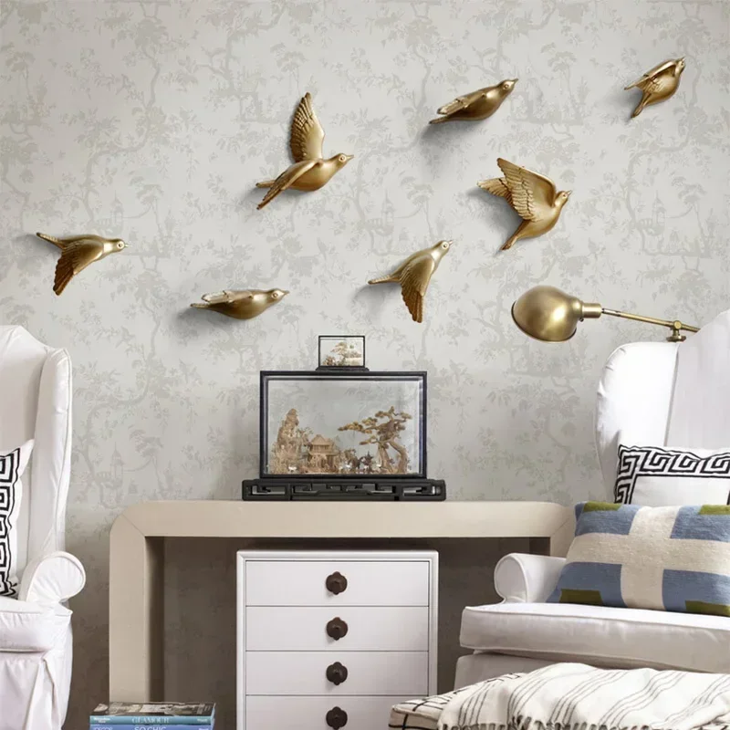 European Resin Birds Wall Hanging Pigeon Crafts Decoration Home Livingroom Sofa TV Background 3D Wall Sticker Ornament Art