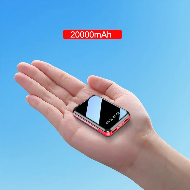 20000mAh Mini Power Bank Portable Charger Mirror Screen LED Digital Powerbank for iPhone Samsung Huawei Xiaomi External Battery 1