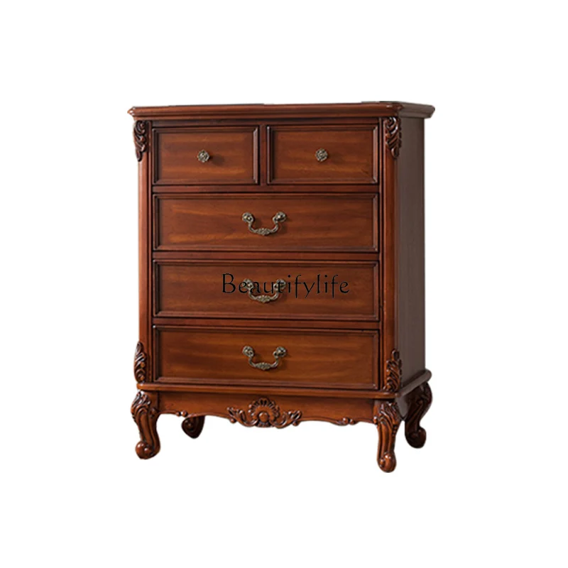 

American-Style Solid Wood Drawer Retro Bedroom Living Room Simple Modern Storage Cabinet European-Style Locker
