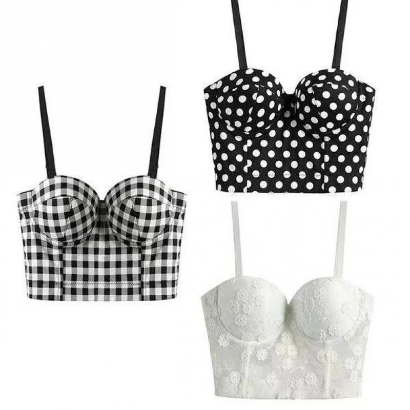 Women's Tube Top Corset Bustier Girl Sexy Summer Floral Print Push Up Bralet Women Bustier Bra