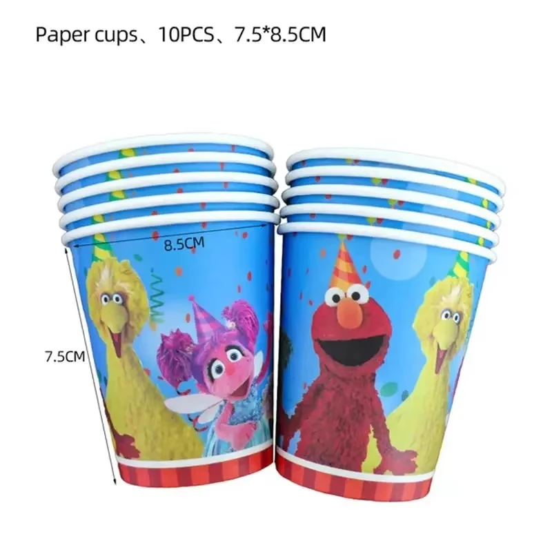 Cartoon Sesames Street Birthday Party Decor Elmo and Friends Theme Tablecloth Plate Balloon Set Cake Decor Baby Shower - Image 4