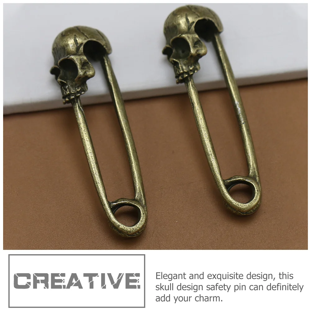 골동품 금속 해골 안전 핀, 해골 핀 버클, 안전 의류 용품, DIY 파티 장식