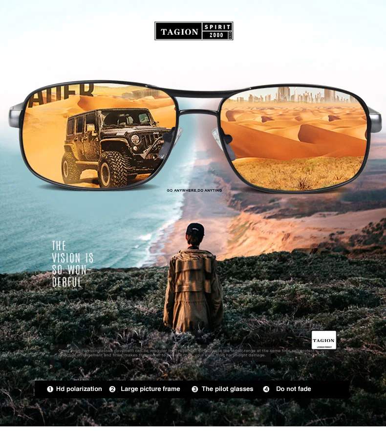 Polarised Pilot Sunglasses For Men Rectangle Metal Uv400 Shades_voghion.com