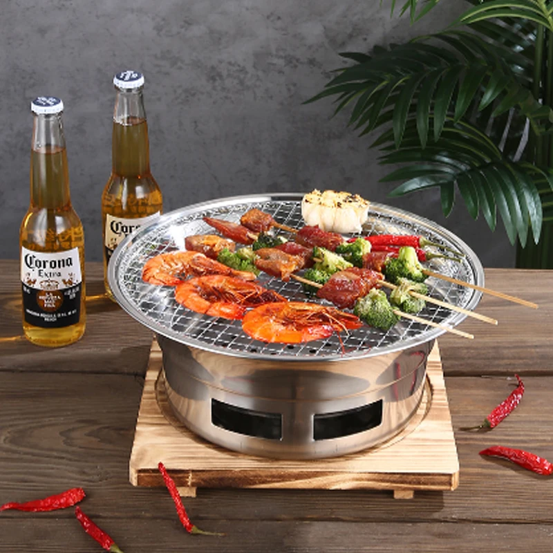 Stainless Steel Smokeless Circular Outdoor Barbecue Grill Charcoal Stove Commercial Gift