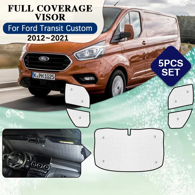 

Полные чехлы солнцезащитные козырьки для Ford Transit Custom Tourneo 2012 ~ 2021 автомобильный солнцезащитный козырек защита лобового стекла козырек автомобильные аксессуары