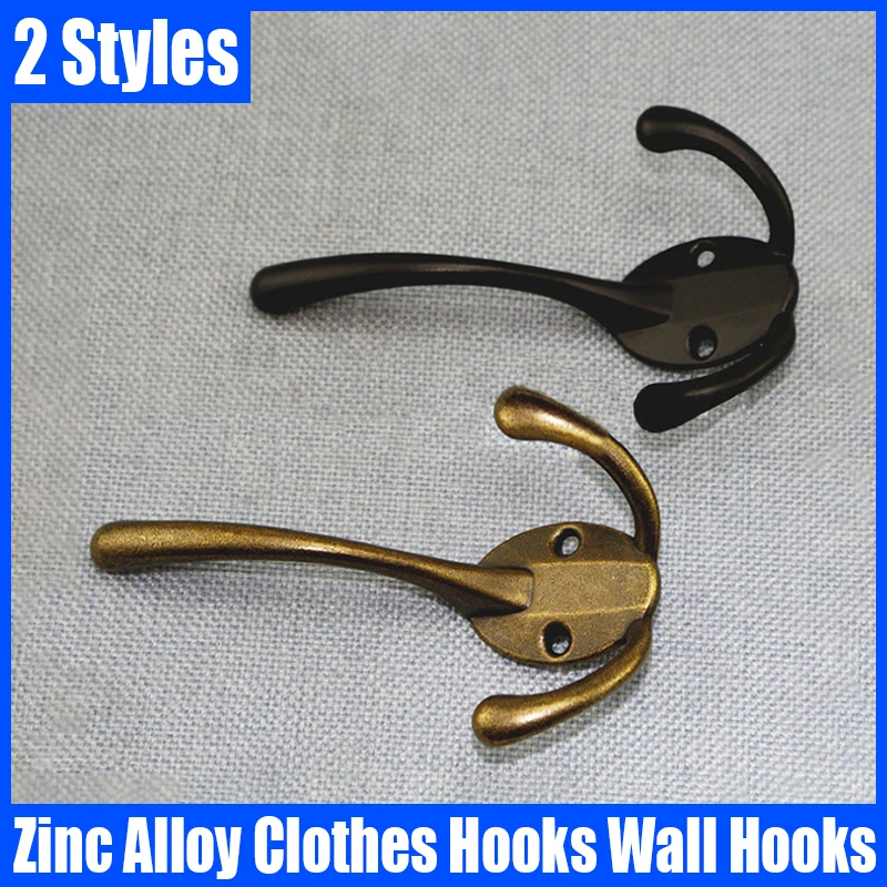 

5PCS Zinc Alloy Clothes Hooks Kitchen Wall Hooks Black/Retro Bathroom Towel Hooks Robe Hooks Multifunctional Household Hook