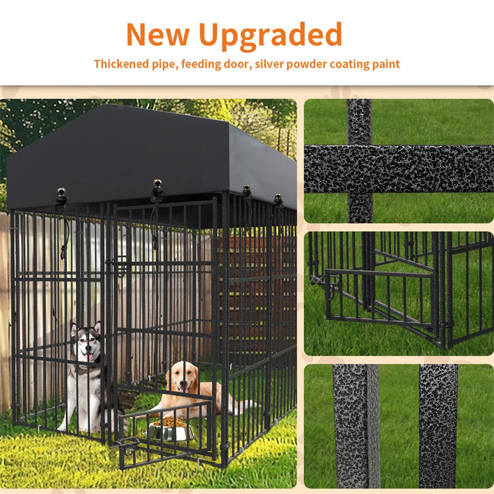 Heavy Duty Large Dog Kennel Pet Welded Metal Playpen Animal Cage with Roof Cover Pet Run Enclosure Playpen House Outdoor Indoor 5