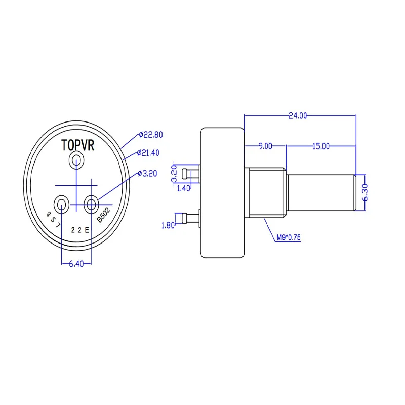 1pcs 360 Degree Rotation TOPVR Conductive Plastic Potentiometer 357 22E B102 B202 B502 B103 360 Degree Rotation