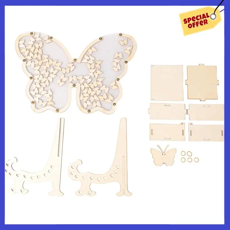 1 PCS DIY White Wedding Guest Book Alternativey Butterfly Frame Rustic Guest Book Alternative Wedding Signs