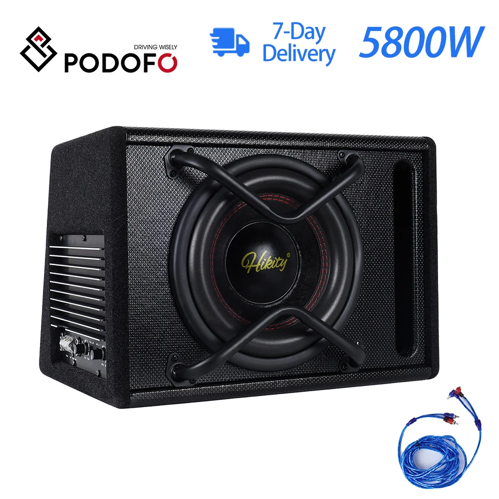 Podofo 12 Pollici 5800W Subwoofer Box System Subwoofer Car Audio Super Slim Amplificato Car Sub Woofer Amplificatore Alimentato Attivo Bass