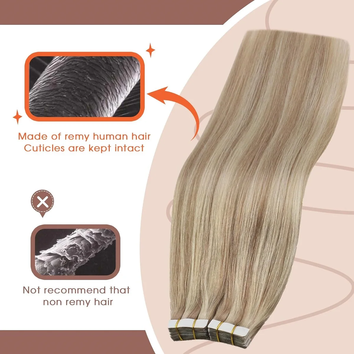 Tape in Hair Extensions Remy Human Hair 18/613 Ash Blonde Honey Blonde Highlight with Invisible Tape in Extensions20Pcs 50g