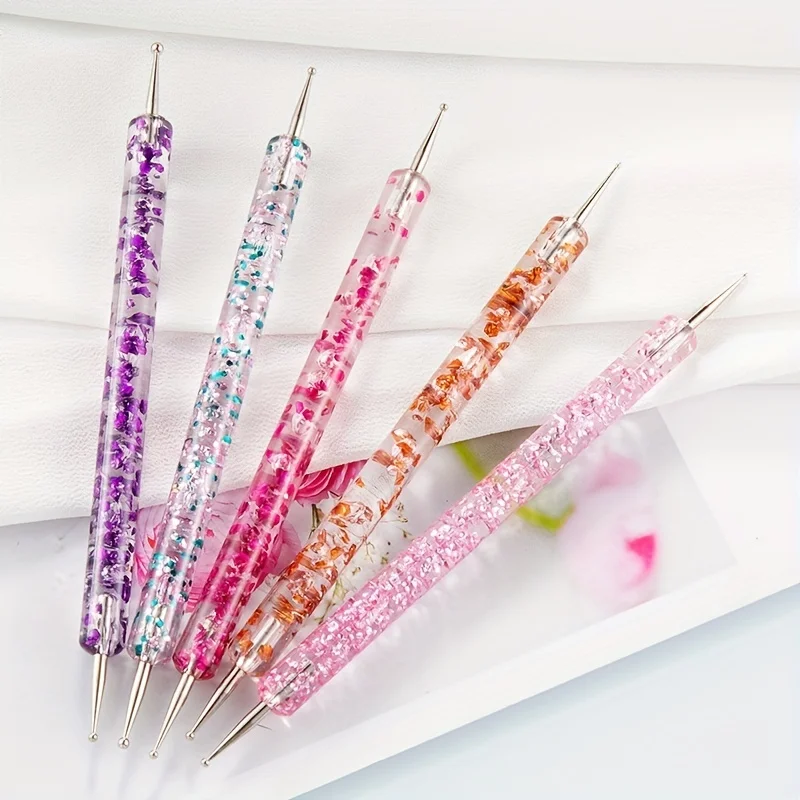 Hot Sale New In 5 Pcs/set Nail Art Dotting Pen Crystal Beads Handle Dual-ended Drawing Painting Rhinestones Manicure Tools 4