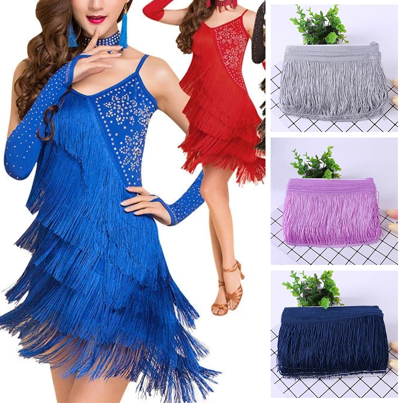 10Yards15cmLaceTrimFringePolyesterLongTasselRibbonforLatinDressStageClothes