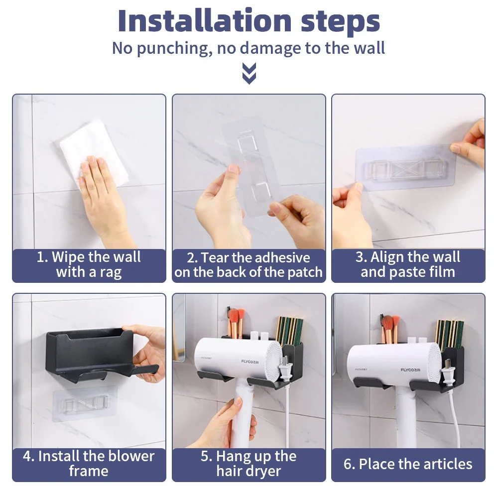 Hair Dryer Holder Wall Mounted Rack Bathroom Shelf Storage Holder Storage Shelves Accessories Shelves Hair Brush Bracket storage rack bathroom shelf hair dryer holder bathroom shelf rack bathroom storage rack wall shelf organizer hair dryer storage rack wall shelf