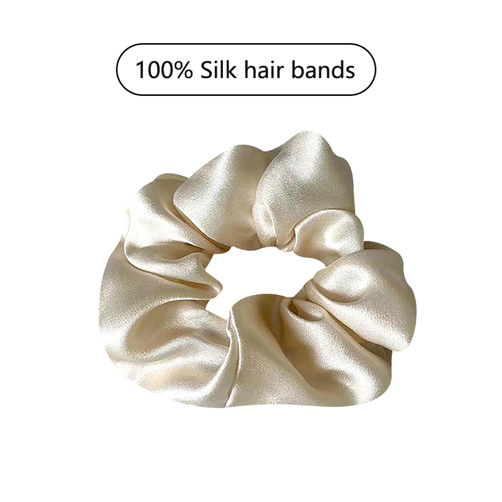 Luxurious Mulberry Silk Large Hair Scrunchies – Pure Color 19 Momme 3.5CM