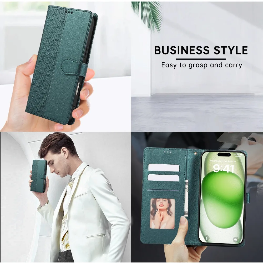 Custodia protettiva in pelle per iPhone 13 12 Mini 16 15 14 11 Pro Max XS XR 8 Plus Portafoglio con cinturino da polso e porta carte_voghion.com