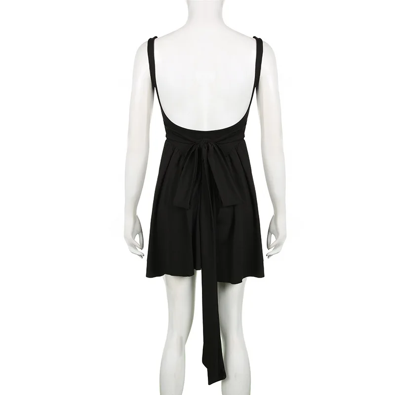 Vestido Bandage sin espalda para mujer, con lazo, pliegues, elegante, de cintura alta, para chicas atractivas, vestido sexy de calle con cordones 2025.