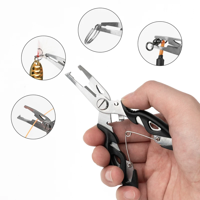Fishing Pliers Multifunction Scissors Fishing Tools Pullther Resilience Metal Wire Rope Portable Magnetic Buckle Braid Line