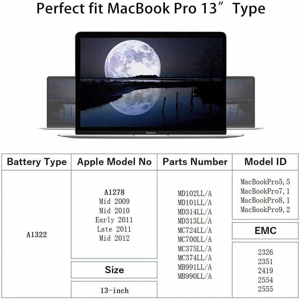 Battery A1278 A1322 for Apple MacBook Pro 13"" [Mid 2012 2010 2009 Early 2011 Late 2011] - High Performance