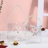 Wholesale Baby Birth Distributions Gifts Bags Transparent Wedding Gift Bags Guests Pvc Handle With Pearl Gifts Box 3