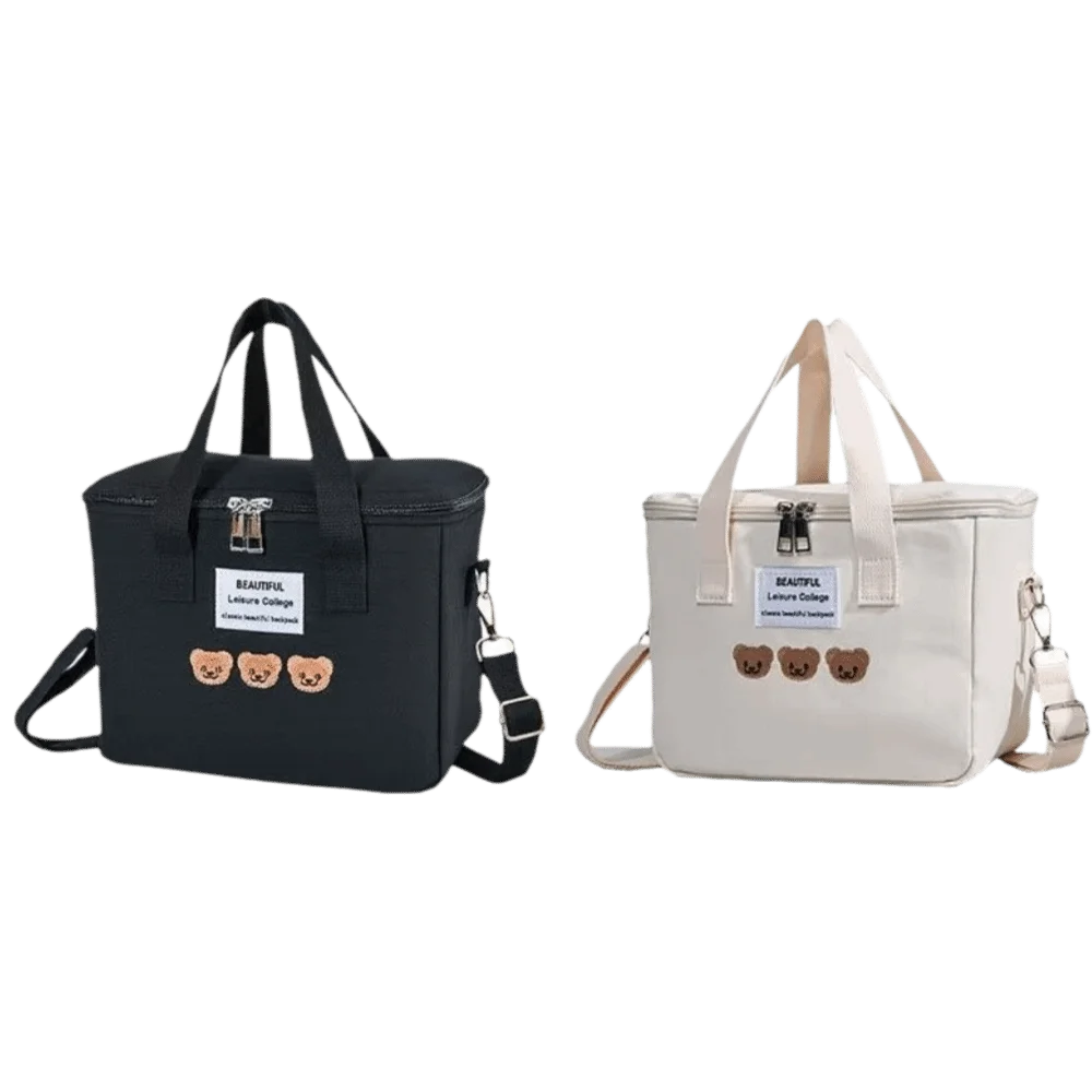 Simple Canvas Mummy Bag Cartoon Multifunctional Baby Diaper Organizer Korean Style Bear Single Shoulder Bag Maternity