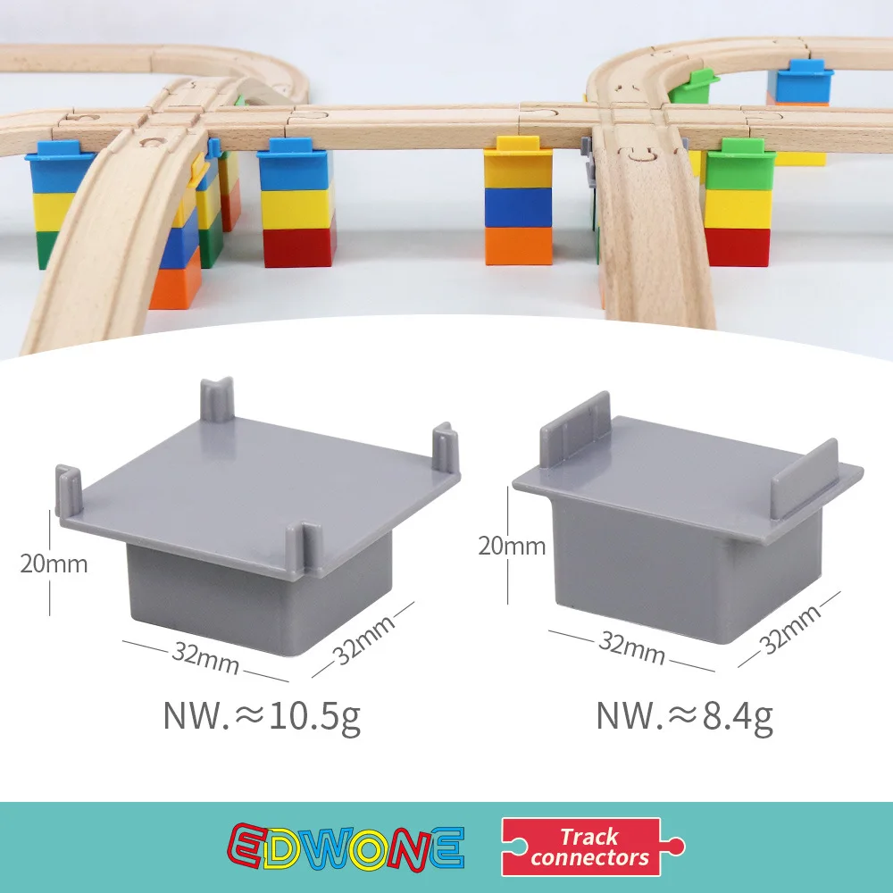 NEW Wooden Train Track Accessories Plastic Building Blocks Adapter Set Wooden Track Connectors fit for Railway Tracks Toys 6