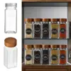 Transparent Storage Tank Glass Sealed Spice Jars Dispensing Bottles Storage Tool Square Spice Jar with Acacia Wood Lids 1