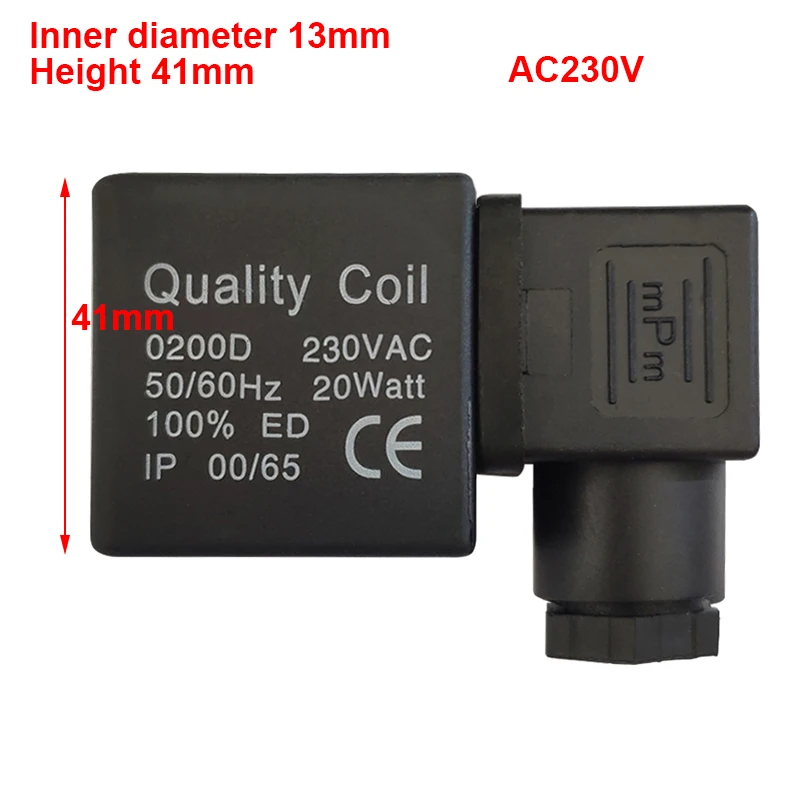 Válvula de Drenagem Solenoide da Altura Interna do Furo 13 mm 41 mm da Bobina 0200d Ac230v 20 Watts da Válvula de Solenóide