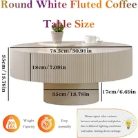 Modern Fluted Drum Coffee Table with Handcraft Embossed Edge Design & Stable & Sturdy Pedestal 2