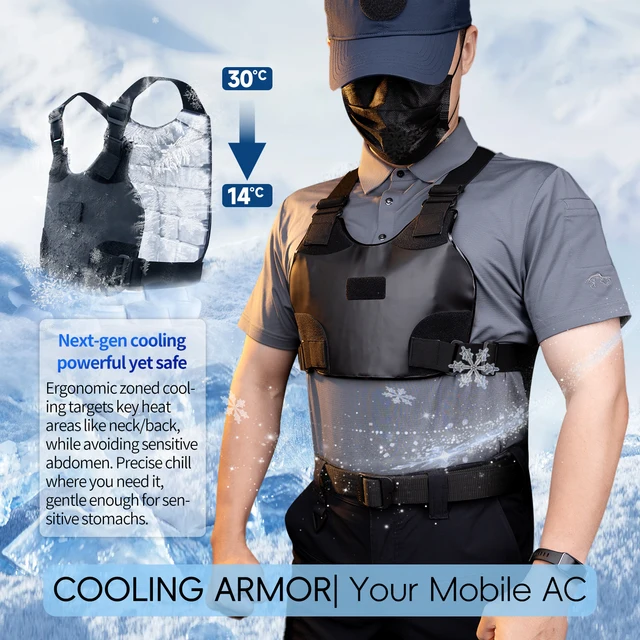 Gilet de réfrigération, dispositif de refroidissement PCM, gilet tactique, combinaison de climatisation, combinaison de refroidissement, combinaison à température constante, été 1