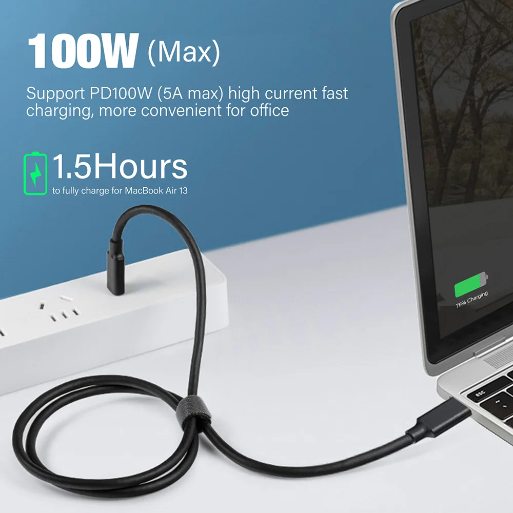 High-Speed USB-C to USB-C Cable with 100W PD & 4K Video Support