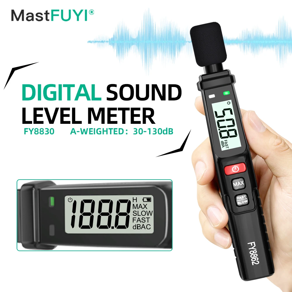 MASTFUYI Sound Level Meter sound level meter Digital Noise Meter Handheld DB A- Weighted 30~130dB Audio Measuring Instrument Decibel Monitor