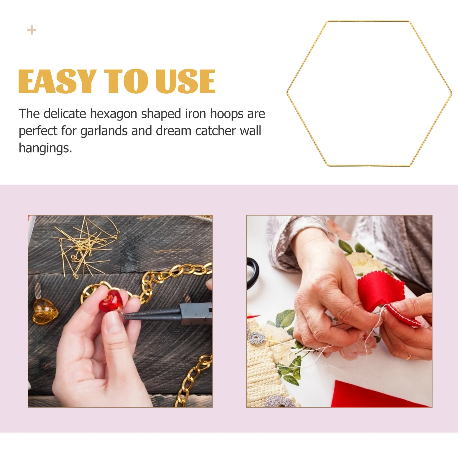 10 Pcs Golden Hexagon DIY Dreamcatcher Hoop Wall Decoration Garland Christmas Metal Hoops Iron Crafts Wire Ring Tinsel 4