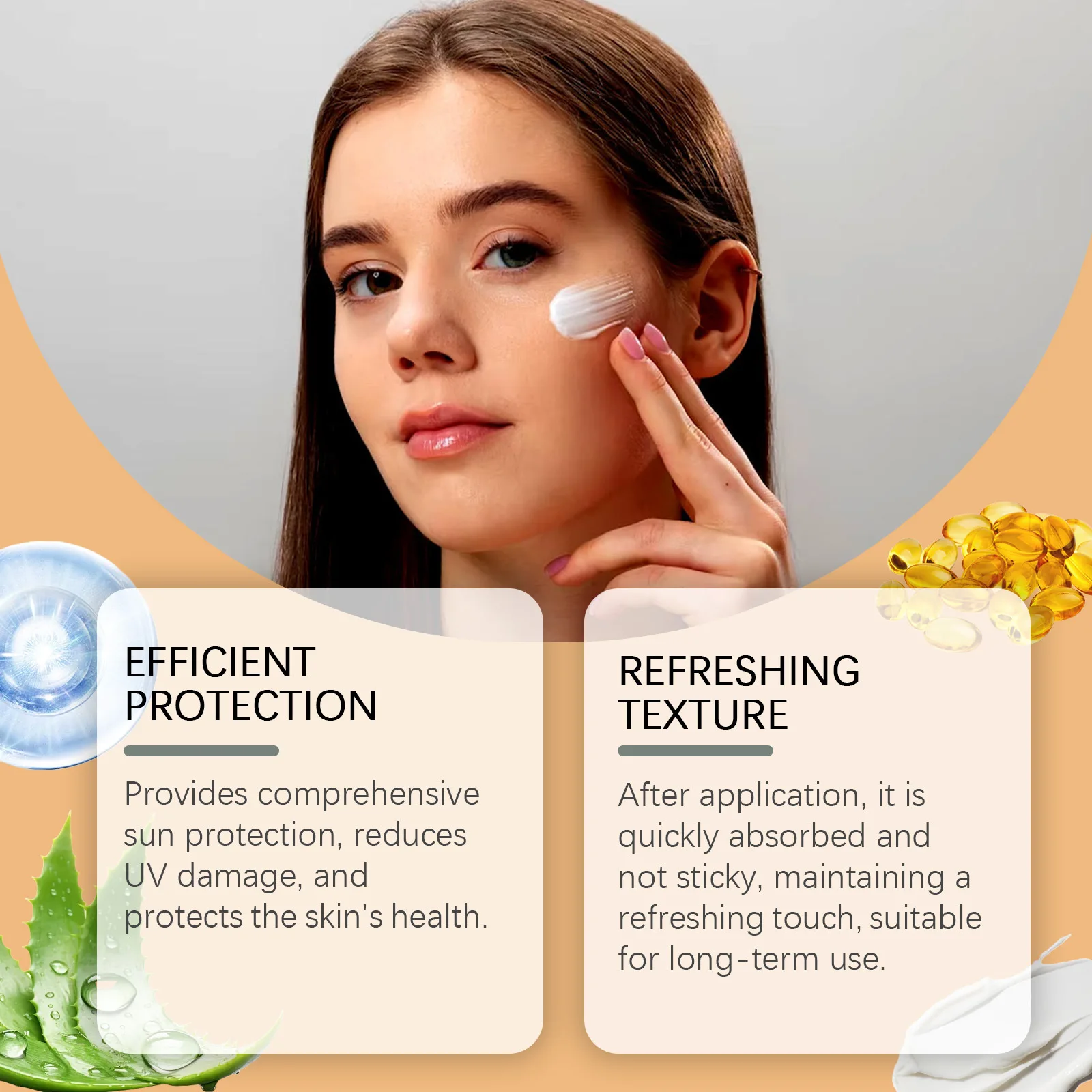 Sun Protection Cream Resist UV Rays Prevent Sunburn Dryness SPF 50 Outdoor Sweat Proof Isolation Lightweight Hydrating Sunscreen