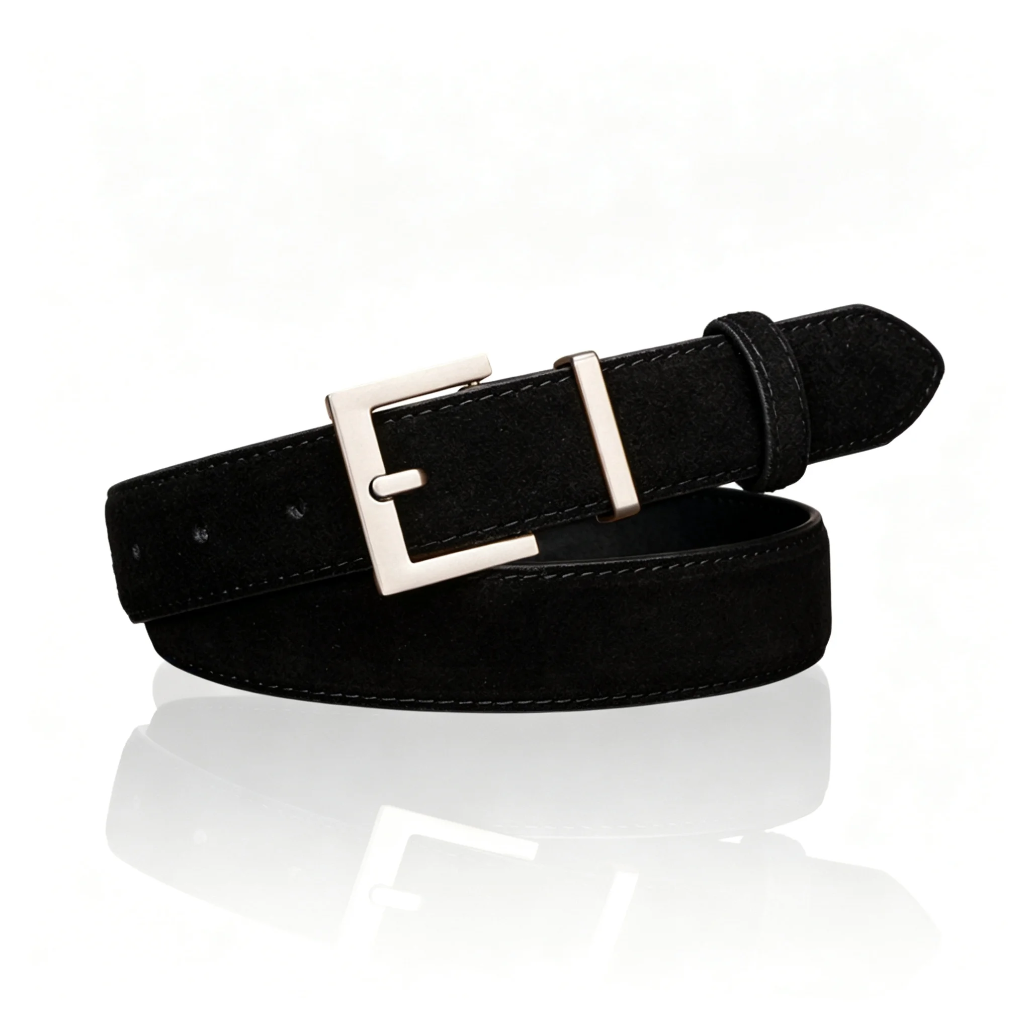 Elegant Women's Suede Cowhide Leather Belt with Metal Buckle - 2.8cm Wide