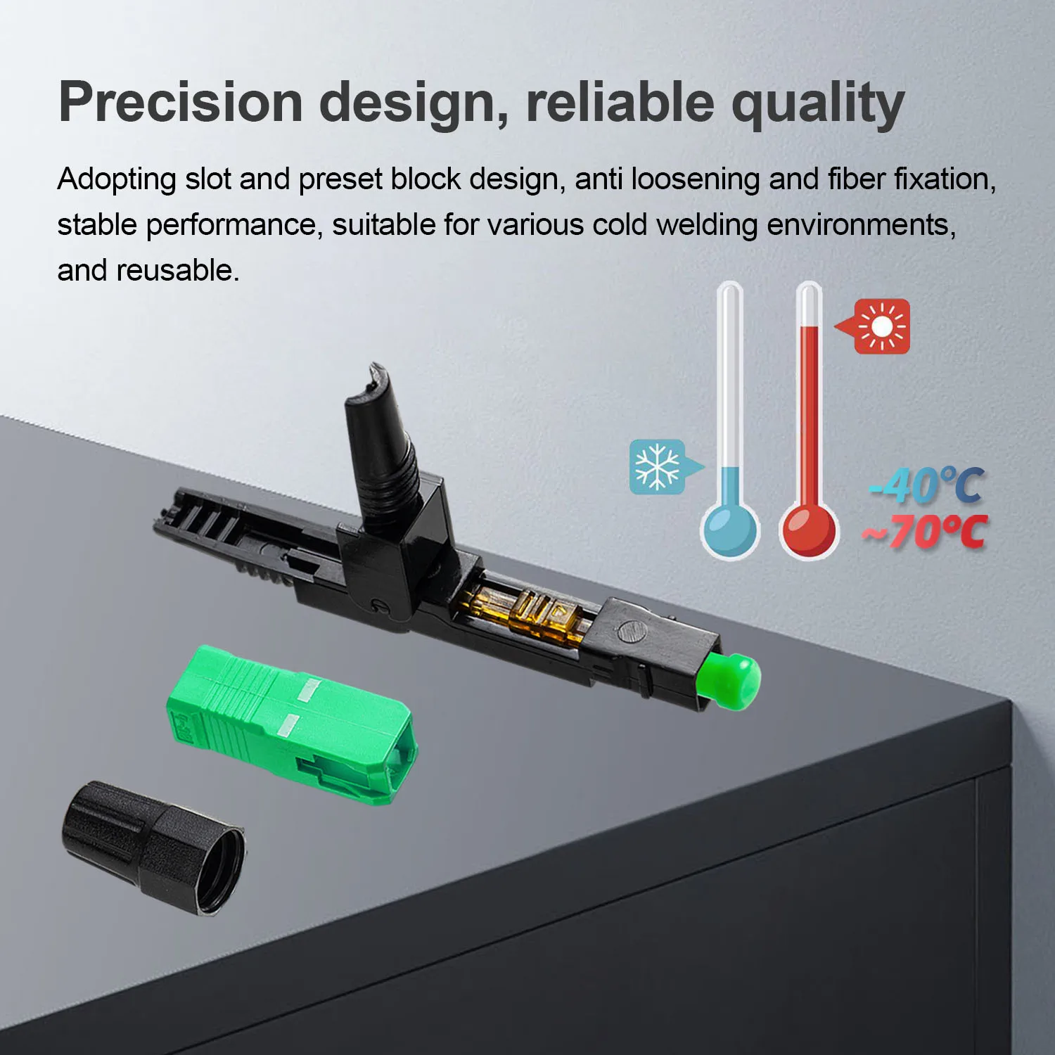 SC APC Fiber Optic Fast Cold Connector Single Mode Optical Adapter Quick Field Assembly Plug FTTH Tool 10Pcs Fiber Optic Adapter