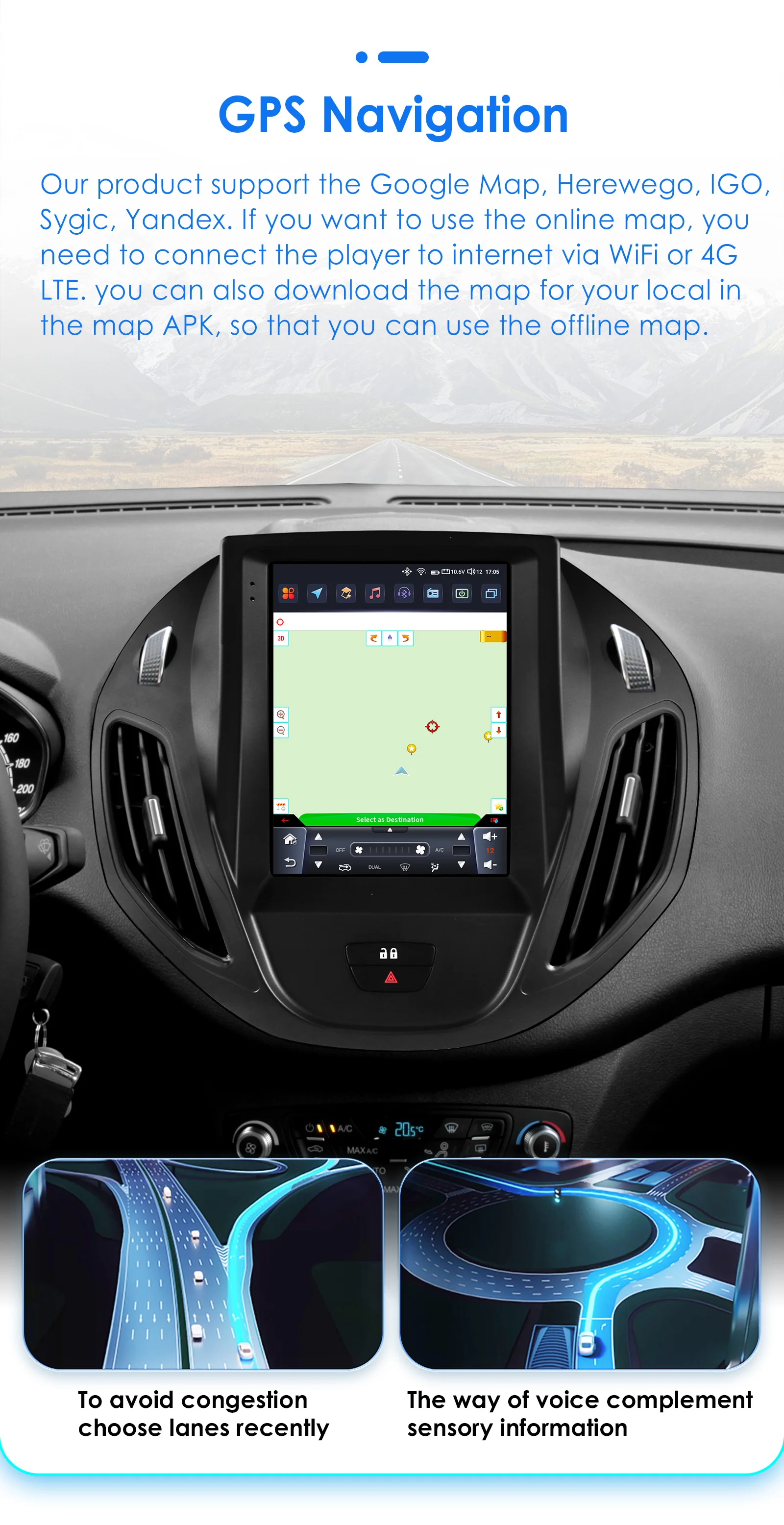 Hizpo 9,7 Zoll Multimedia für Ford Tourneo Transit 2012 - 2023 im Tesla-Stil Android14 Autoradio Auto-GPS 4G WIFI Carplay 8CORE – Detail 24