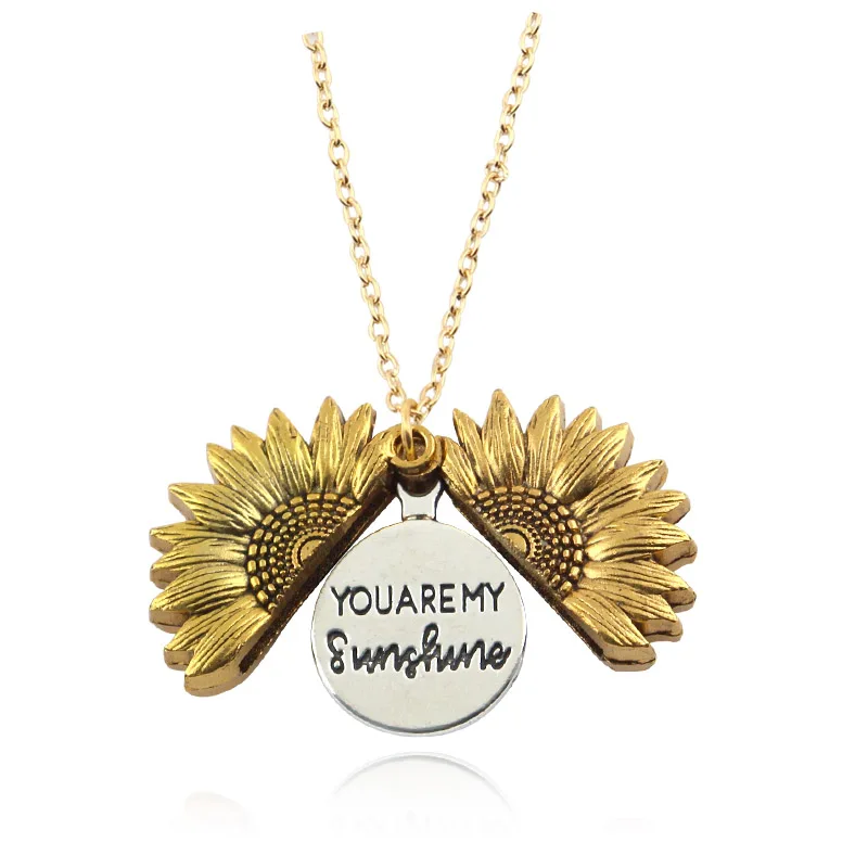 Amazon.com: Bee Kind The Original You Are My Sunshine Sunflower Necklace  for Girls - A Sunflower Locket Necklace Made With Stainless Steel and 18K  Gold Plating comes with Personalized Gift with Box