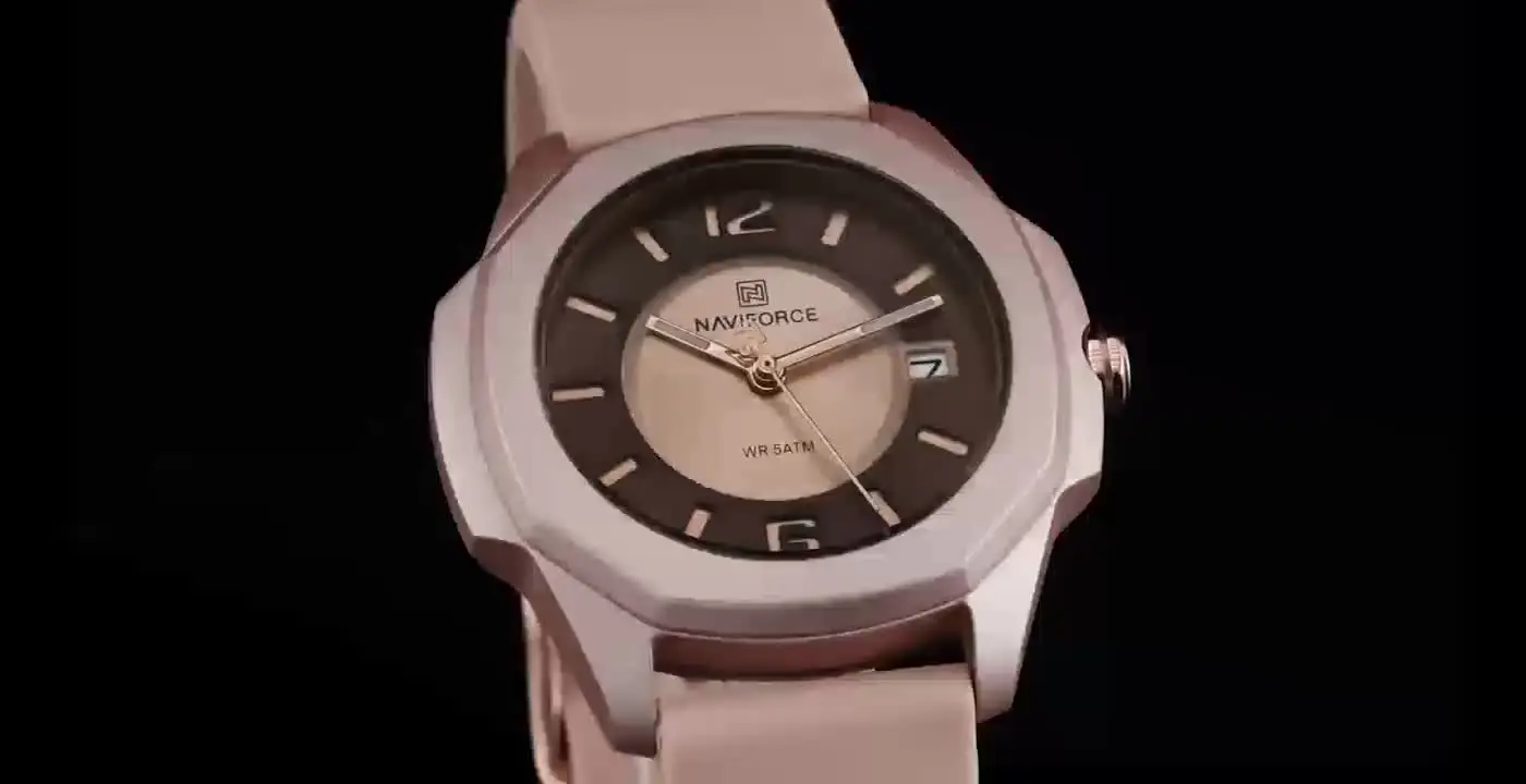 NAVIFORCE 7107 Элегантные женские кварцевые часы с простым календарем модные