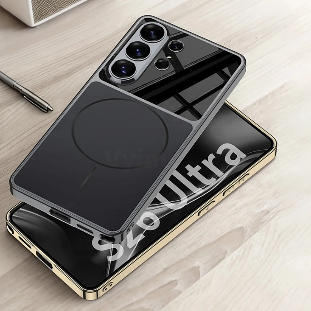 Luxury Plating Magnetic Matte Phone Case with Lens Protection & Shockproof Bumper