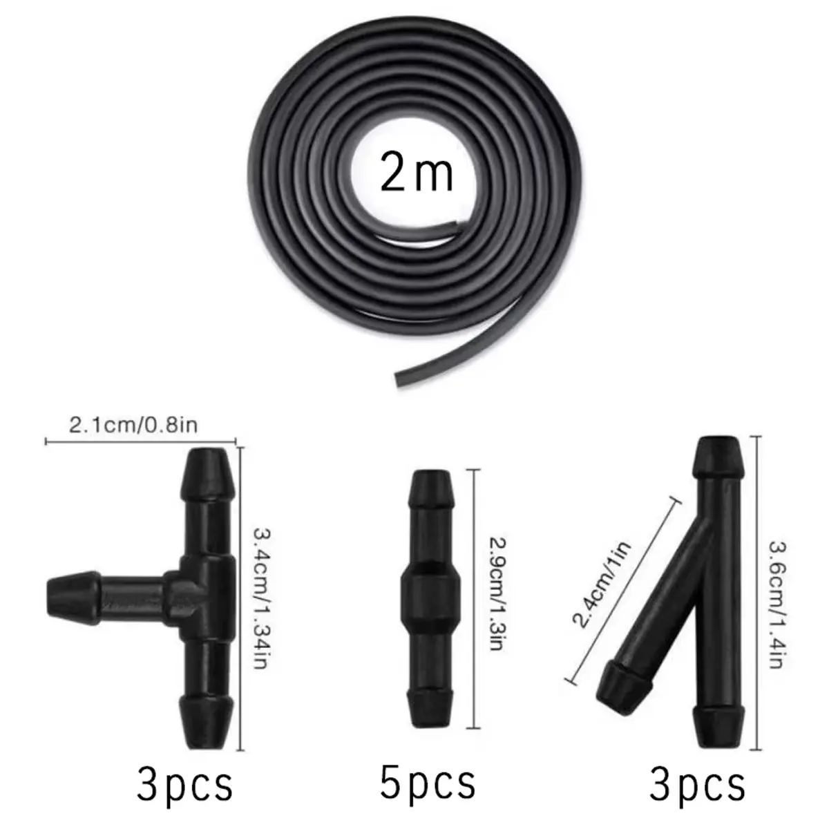 Car Spray Pipe Joint Kit 1 Set Front Windshield Wiper Washer Spray Nozzle 12pcs Nozzle Pipe Joint